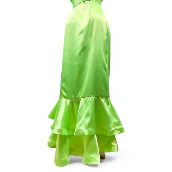 BRONX and BANCO Neon Green Lika Belted Asymmetric Ruffle Wrap Dress Size… - Picture 7 of 11
